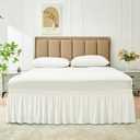 Biscaynebay Wrap Around Bed Skirts for Queen Beds 22" Long Drop, Ivory Adjustable Elastic Dust Ruffles Easy Fit Wrinkle Resistant Silky Luxurious Fabric Machine Washable, Ivory