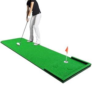 Wekin Golf Putting Green Mat Indoor, 3x10ft Thickening Outdoor Portable Golf Pong Game Set Training Turf with Side Border, Movable Cup for Home Backyard Office
