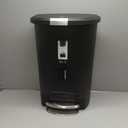 simplehuman 50 Liter / 13 Gallon Semi-Round Kitchen Step Trash Can with Secure Slide Lock, Black Plastic