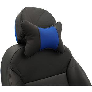 Car Neck Pillows Both Side Pu Leather 2pieces Pack Headrest Gogodog Fit for Most Cars Filled Fiber Universal Car Pillow (Black Blue)