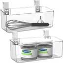 vacane 2 Pack Plastic Over Cabinet Door Organizer with Removable Hooks, Clear Hanging Baskets for Organizing Over the Cabinet Organizer Holder for Kitchen, Bathroom-Hang Outside or Inside Door-M