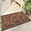 Bulijojo Front Door Mat Entrance,Durable Heavy Duty Welcome Mat,Thick Absorbent Natural Rubber Non Slip Mat,Sturdy Entryway Brown Leaves 17x30 (1'5" x 2'6" (Rectangular))