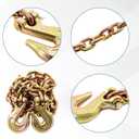1/2 Inch x 10 Feet Transport Binder Chain G80 Safey Tow Chain with Grab Hooks 12000 Lbs Safe Work Load for Transporting Towing Tie Down Binding Equipment, 1/2" x 10'-Yellow