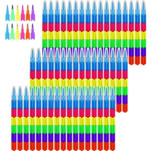 Outus 50 Pcs Stackable Crayons Bulk Stacking Buildable Crayon Colorful Stacking Crayons Party Favors DIY Rainbow Pencil for Kids Preschool School Supplies Birthday Party Art Drawing Home Office (50 Count (Pack of 1)