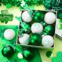 Vinsot 12 Pcs St. Patrick's Day Ball Ornaments 2.4 Inch White Green Shamrock Bulb Ornaments Irish Hanging Tree Decorations St. Patrick's Day Decorations for Home Tree Festival Party Decor