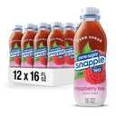 Snapple Zero Sugar Raspberry Tea, 16 fl oz recycled plastic bottle, Pack of 12, BB Date: 07/16/25