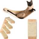 Chasing Tails Cat Wall Shelves - Four Step Cat Shelf with Scratch Board, Mounted Cat Shelves, Sturdy Cat Wall Furniture for Indoor Cats, Kittens - Extra Cat Wall Hammock Cover Included