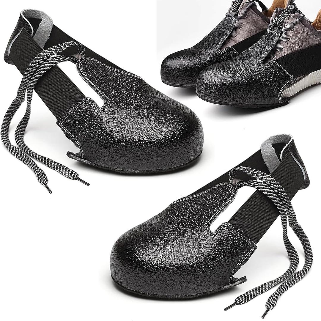 Steel Toe Covers for Shoes, No Slip Safety Toe Cap Cover Metal Protector for Toe in Industry and Workplace Men Women(Black 2.0)