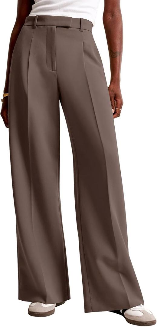 NIMIN Women Wide Leg Work Pants High Waisted Dress Trousers with Pockets (XXL)