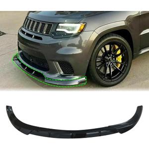 SHOWSEN 3PCS Glossy Black Front Bumper Lip Compatible with 2014-2021 Jeep Grand Cherokee SRT/2018-2021 Trackhawk Front Bumper Lip Spoiler Kit