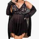 Avidlove Plus Size Lingerie Sexy Lingerie Set Women's Exotic Nightgowns Lace Chemise Lingerie Side Slit Nightdress 18W