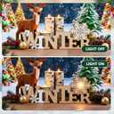 Christmas Desktop Decoration Glowing Light Winter Snowflake Decor for Home Office Living Room, Timber Standing Ornament 10. 6 Inch