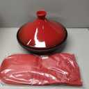 Uno Casa Tagine Pot - 3.65-Quart Moroccan Tajine with Enameled Cast Iron Base and Ceramic Cone-Shaped Lid, High-Quality Cookware- Red Double Oven Mitts Included