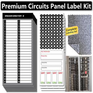 Electrical Panel Labels Kit  48 Circuit Breaker Stickers, Premium Waterproof Easy-Read Fuse Box Labels with Directory Sheet & Cleaning Cloth for Home Garage (48 Circuits *Black)