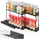 SpaceAid Pull Out Spice Rack Organizer for Cabinet, Heavy Duty Slide Out Seasoning Kitchen Organizer, Cabinet Organizer, with Labels, 5.2" W x10.75 D x10 H, 2 Drawers 2-Tier