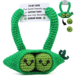 Birthday Gifts for Him Her Boyfriend Girlfriend Wife Husband - I Love You Anniversary Wedding Birthday Gifts for Women Men, to My Love Handmade Crochet Positive Bean Gifts for Couples