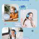 Awatrue Kids Headphones, 74/85/94dB Volume Limiter, Foldable Wired Over Ear Headphones for Travel, 3.5mm Jack, Toddler Headphones for School, Chromebook, iPad, Tablet, Blue