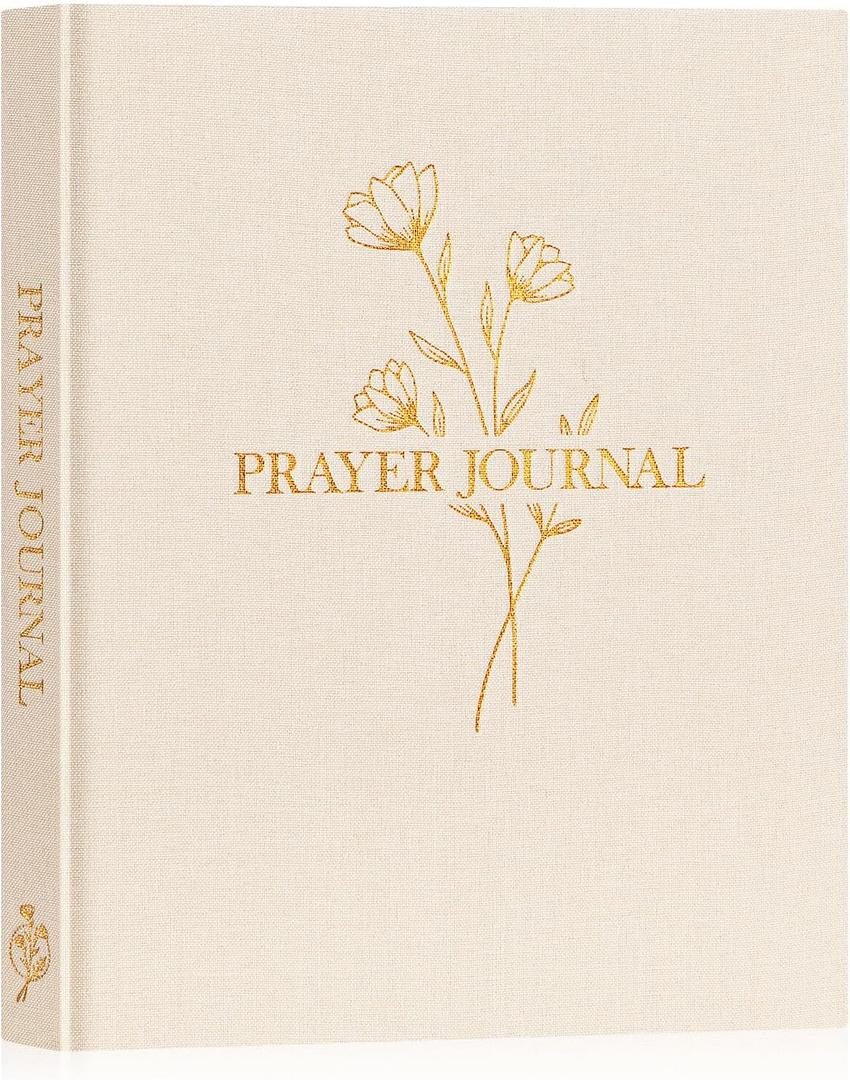 Lanpn Bible Prayer Journal for Women Men, 68 Weeks Linen Bible Study Journal Christian Prayer Notebook Planner with Scripture Verse, Devotional Journal Religious Christian Faith Gifts Women, Beige