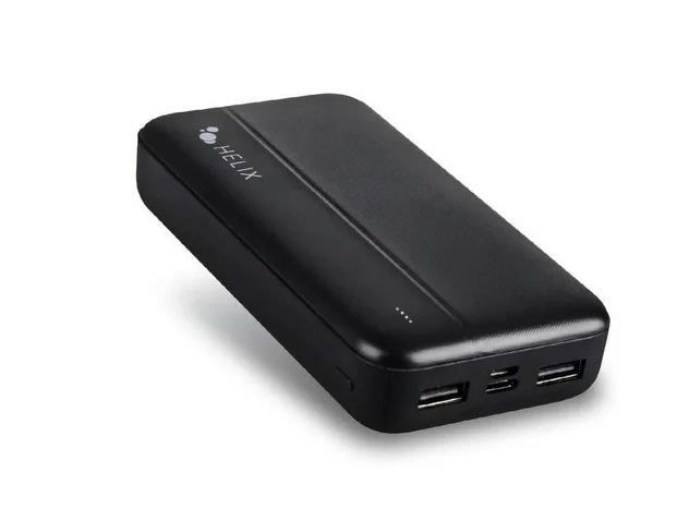 Emerge Helix TurboVolt+ 16,000mAh Power Bank with Dual USB A Ports and One USB-C, Black