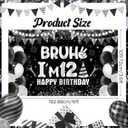 12th Birthday Party Decorations Backdrop for Boys Black Silver Bruh I'm 12 Banner Funny Teenage Bday Banner Teen Boy 12th Birthday Decor 5.9x3.6ft Happy 12 Years Old Birthday Party Supplies