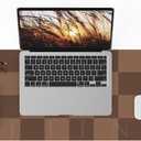 Non-Slip Checkered Desk Mat, Waterproof PU Leather Protector, Large Blotter, Easy Clean Laptop Writing Mat for Work/Home/Decor (Brown 31.5" x 12")