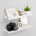Floating Shelves for Wall, Wall Mounted Shelves with Lip for Storage, Metal Display Shelves for Home Decor, Kitchen/Living Room/Bedroom/Bathroom Shelf, White 16 inch 2 Pack