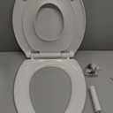 1M Family Toilet Seat, Patented Slow Close & Quick Releasing Technology, Anti-Wiggling, Easy to Install and Clean, Standard Elongated with Toddler Seat Built In (1 Piece)