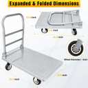 Stainless Steel Platform Cart 1320 lbs Heavy Duty Flatbed Push Dolly with 5 Inch Rubber Wheels 36 x 24 Inch Platform Truck for Warehouse Industrial Use Black