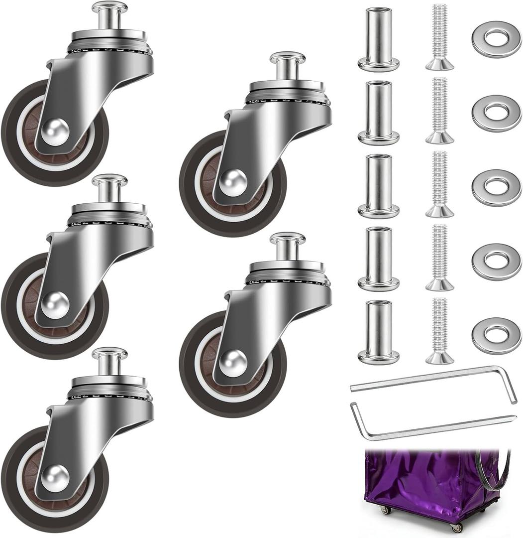 2 Inch Heavy Duty Replacement Wheels for HULKEN Bag with Wheels - Compatible with HULKEN Large, Medium, Small Bag - Reinforced Rolling Tote Bag Repair Kit (Set of 5)