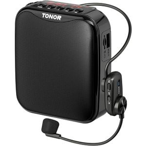 TONOR Voice Amplifier for Teachers, 15W Bluetooth Voice Amplifier with Wireless Headset Mic, Portable Megaphone Speaker Rechargeable PA System for Teaching, Training, Speaking, Fitness Instructors K11