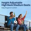 VIVOHOME Height Adjustable High Back Stadium Seats with Back Support and Cushion, 2 Pack Portable Bleacher Chairs with Cup Holder and Shoulder Strap, Black