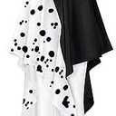 Adult Dalmatian Costume Deville Witch Cosplay Girls Gothic Dress Vintage Print Skirt Party Halloween Outfit for Women, XS