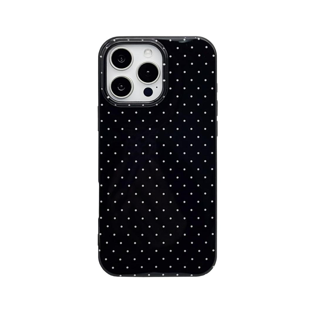 Reoomukk Vintage Polka Dot Phone Case for iPhone 13/14 6.1", Aesthetic Trendy Cute Boho Pattern Classic Elegant Slim Chic Pretty Protective Cover for Girls Women,Black