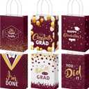 Lincia 24 Pieces 2026 Graduation Gift Bags Graduation Party Gift Bags with Handles 6 Kind of Style for High School, College, Kindergarten, 8th Grade and More(Maroon Gold)