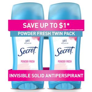 Secret Anti-Perspirant Deodorant Invisible Solid Powder Fresh Twin Pack 5.20 oz
