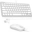 TECKNET USB Wired Keyboard and Mouse for Mac, Dual Interface(Type-C and USB A), Ergonomic Slim Keyboard Set Compatible with MacBook, iMac, Mac mini/Pro, White