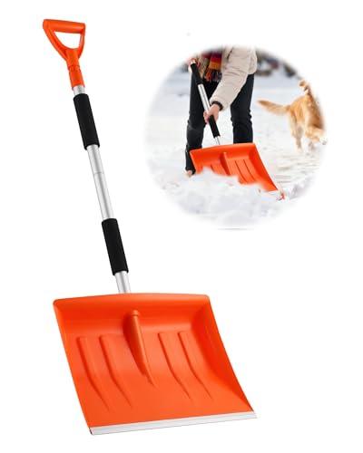 Snow Shovel for Driveway, 43" to 50" Retractable and Detachable Lightweight Plastic Snow Shovel with Sharp Blade and Non-Slip Foam Handle.Suitable for Women, Seniors