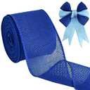 TONIFUL Burlap Wired Ribbon, 2.5 Inch Faux Burlap Ribbons, Royal Blue Burlap Ribbon for Christmas, Home Decor, Gift Wrapping, Tree Topper Bow, Wreath, Outdoor Decorations, DIY Crafts (10 Yards