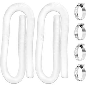 1.5" x 59" Pool Hoses Compatible with Intex Pool Skimmer Surface Pump Filter, Pump Hoses Tubes for Above Ground Pool Sand Filter, 2 Packs with 4 Hose Clamps