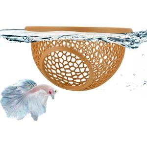 sicutoz Floating Betta Hide & Shrimp Cave  3D Printed Aquarium Hammock, Feeder & Rest Spot  Floating Betta Log & Cave Decor for Nano Tanks, Corydoras, Shrimp & Small Fish  Safe PLA, Patent Pending (Wood)