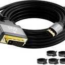 HDMI to DVI Cable 25FT, Bi-Directional DVI to HDMI Male to Male Cord, HDMI A to DVI-D Adapter, Gold-plated Connectors, Aluminum Shells, 1080P, for Computer, Monitor, Projector, Raspberry Pi, Xbox, PS3