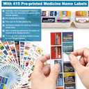3 Pack 14 Grids Travel Pill Organizer Box with 415-Pcs Medicine Name Labels - Pocket Daily Pharmacy Case Container Kit - Travel Medication Holder Dispenser for Fish Oil Vitamin Supplement Storage (Khaki+pink+grey)