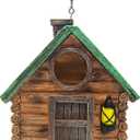 Retro Resin Birdhouse for Outdoors, Decorative Hanging Bird House with Weather-Resistant and Water Proof Resin, Vintage Cabin Design for Garden Dcor, Wild Bird Nesting, Gift for Bird Lovers