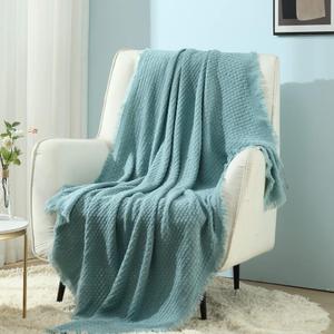 CREVENT Knit Throw Blanket for Couch Sofa Chair Bed Home Decoration, Soft Warm Cozy Light Weight for Spring Summer Fall (50''X60'' Teal Blue)