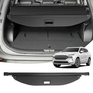 Powerty Cargo Cover for Hyundai Santa Fe 2019 2020 2021 2022 2023 Accessories Trunk Cover Rear Trunk Shade Retractable Trunk Shield Shade Tonneau Security Cover Black 5 Seats
