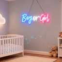 Nordstylee Led "Boy or Girl" Neon Signs Gender Reveal Party Decorations Neon Letters Signs Pregnancy Announcement Party Supplies Baby Shower Yard Signs(blue-pink)