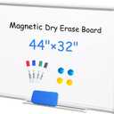 DEVELOP Magnetic White Board Dry Erase, 32 x 44 Inch, Dry Erase Board Aluminum Frame for Wall, Hanging Whiteboard with Detachable Marker Tray for Planning, Kitchen, Memo, School, Home, Office