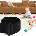 Under Couch Blocker for Kid and Pet Toys, Sunoyar Gap Guard Stopper for Furniture & Bed Adjustable Elastic Strap, Easy Install Fits Right-Angle Furniture Legs L165 H3 (Black)