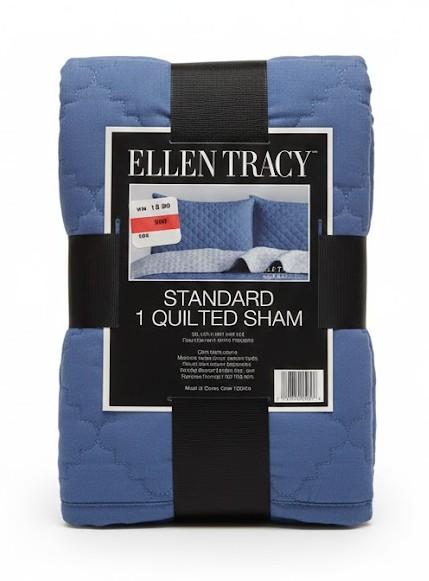 Ellen Tracy Standard 1 Quilted Sham 20x26 100% Polyester Blue