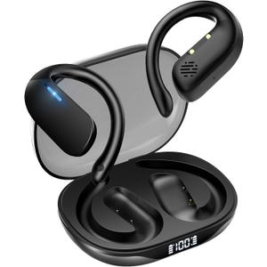 Open Ear Earbuds, Spatial Audio Wireless Earbuds, Bluetooth Headphones 5.4 with Smart Digital Display, 36H Playtime, IP7 Waterproof, Touch Control Operate Fit Cycling, Running, Workout, Travel, Gaming